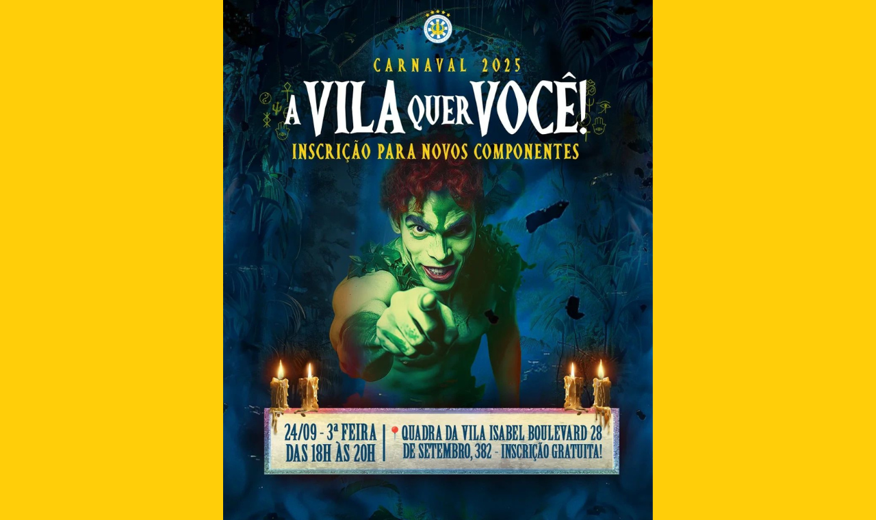 Unidos de Vila Isabel realiza última etapa de inscrições gratuitas para novos componentes nesta terça-feira.