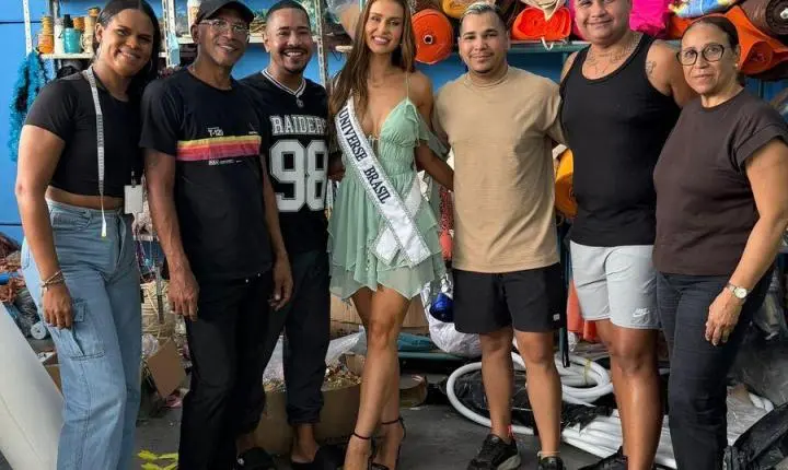 Comitê do Miss Universo visita barracão da Unidos de Vila Isabel nesta terça-feira